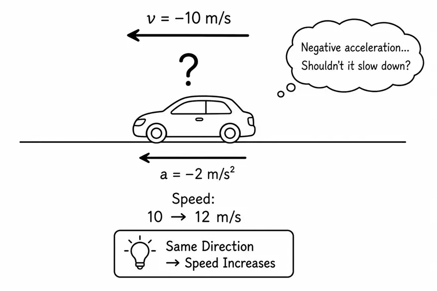 Negative acceleration and motion